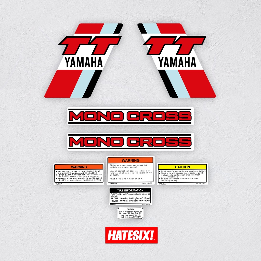 Sticker Stiker Decal Yamaha TT 1983 1993 Hatesix