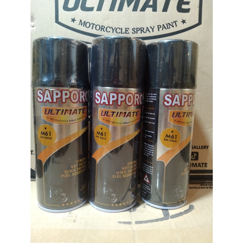 pilok pilox cat semprot sapporo ultimate saporo m61 24K gold  emas gold kuning emas 400ml