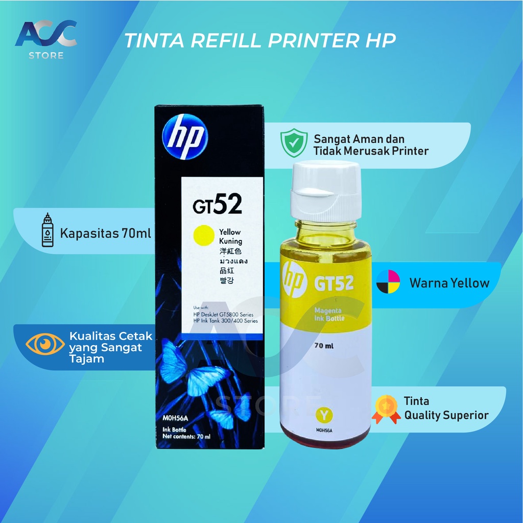 1 SET 4 PCS Tinta HP GT51 GT52 Isi Ulang Printer GT5810 GT5820