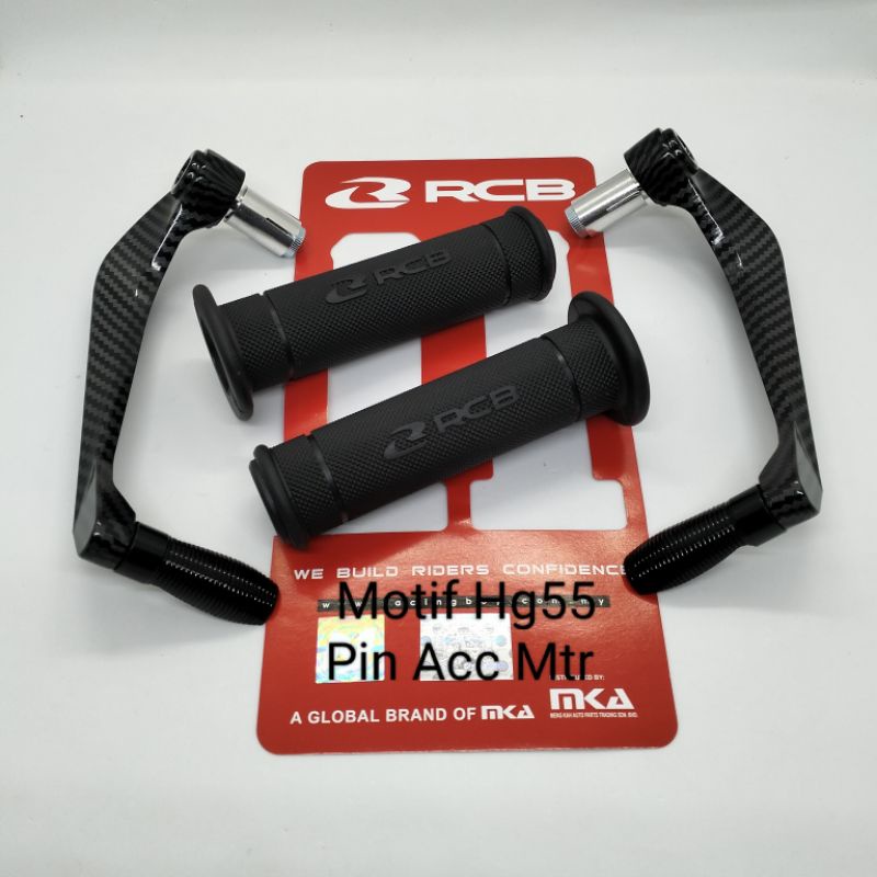 PAKET VARIASI MOTOR PROGUARD KARBON SABIT PLUS + HANGRIP RCB HG55/HG66 HITAM UNIVERSAL