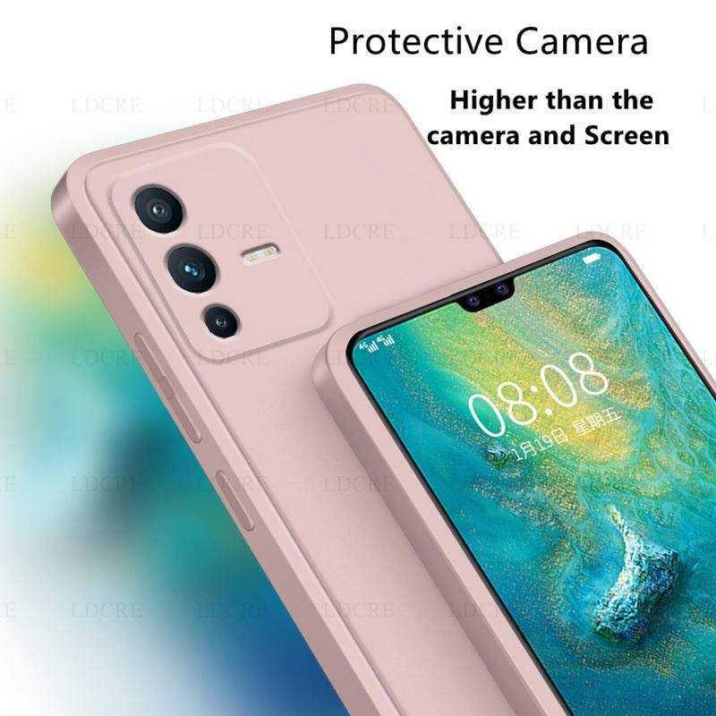 Untuk Vivo V23 5G Case Liquid Square Karet Silikon Shockproof Case Untuk Vivo S12 S10 S10e Pro