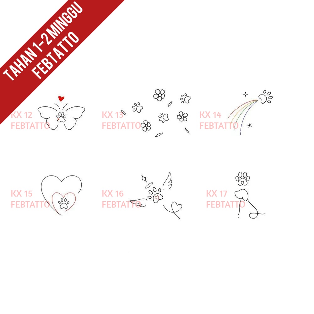 Tato Temporer Tato kupu kupu bunga Stiker Tatto sayap love - KX 12-17