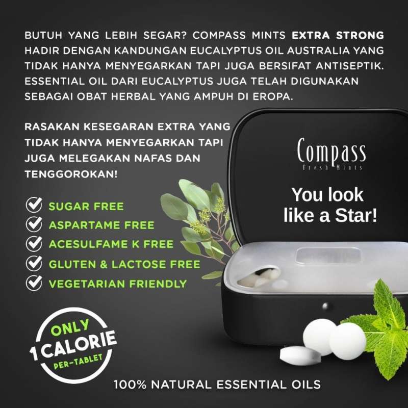 Compass Fresh Mint Candy (Permen Mint Sugar Free) 14g