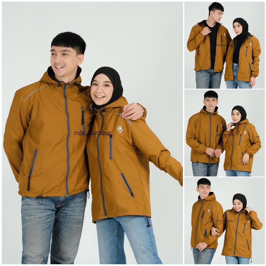 Jaket Couple Pria Wanita Parasut Jumbo Waterproof Original FCF Size M L XL XXL / Jaket Gunung Waterproof FCF