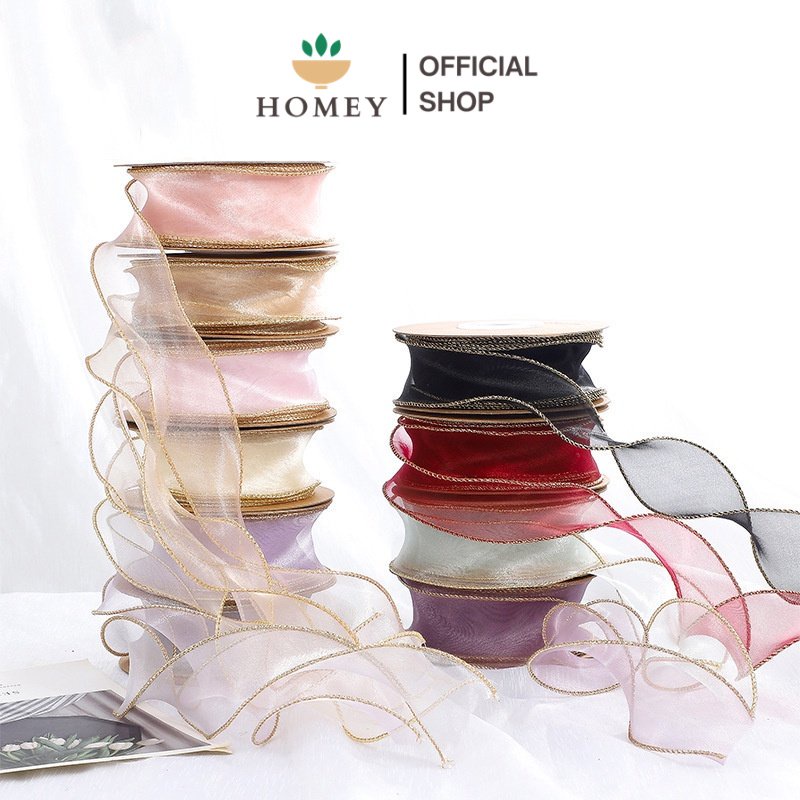 

HOMEY - PTA2 CFMS Pita Chiffon Lis Emas Roll Lebar 4cm/Pita Kado 4cm/Pita Dekorasi Buket