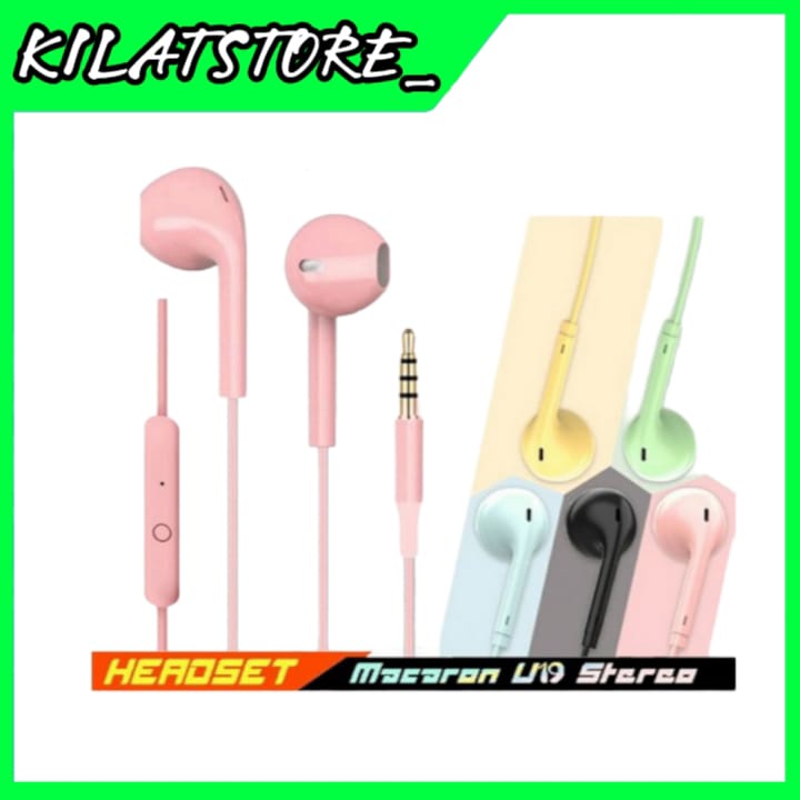 Headset Handsfree Macaron U19 Bass Suara jernih