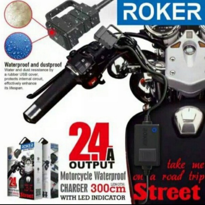 CHARGER AKI MOTOR MREK ROKER STREET 2.4A CHARGER AKI WATERPROOF