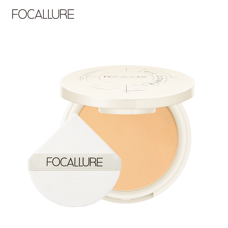 FOCALLURE Natural Oil-control Powder Stay-Matte Bedak Hingga 12 Jam Powder Professional Brand Pressed Powder Stay-Matte