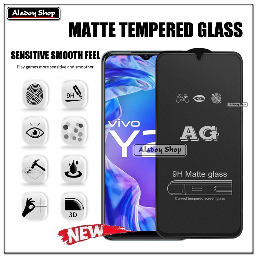 Paket 3IN1 Tempered Glass Layar Matte Anti Glare VIVO Y21/Y21A/Y21S/Y21T Free Tempered Glass Camera dan Skin Carbon