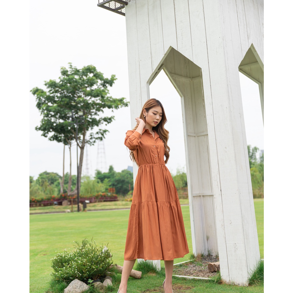 Christmas Ed | Elodie Long Dress / Dress Kasual / Dress Lengan Panjang Wanita