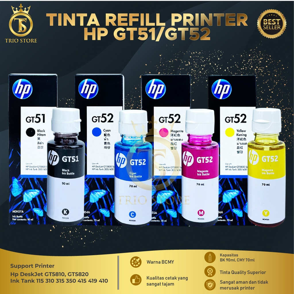 1 SET 4 PCS Tinta HP GT51 GT52 For Printer 5810 5820