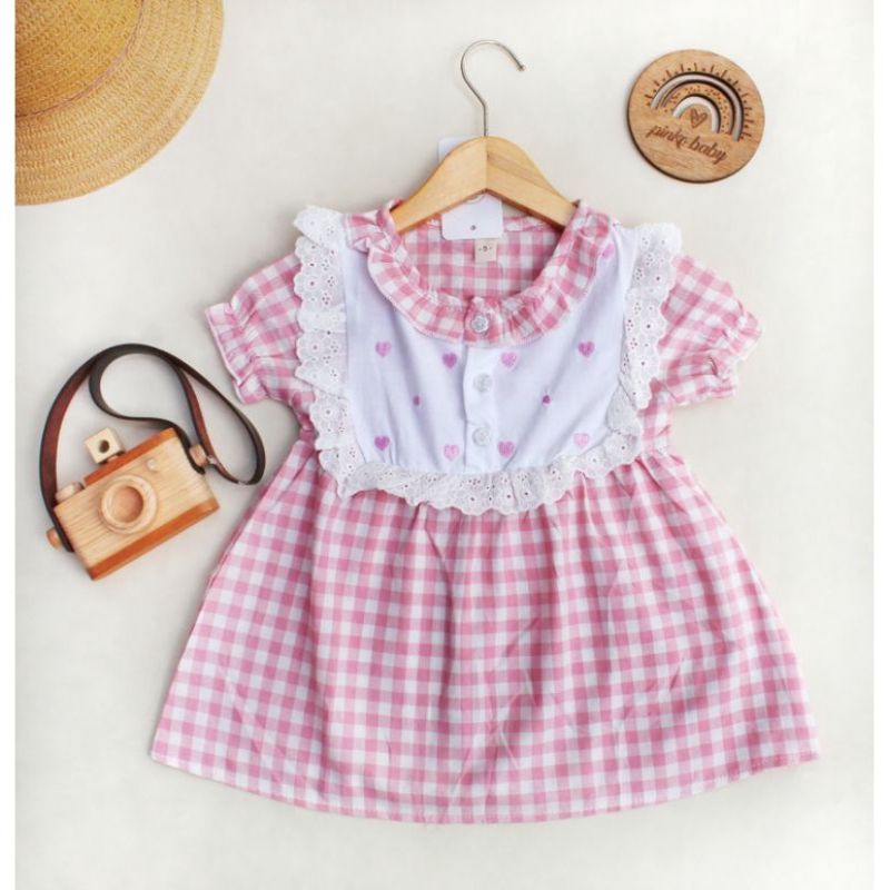 Dres anak perempuan love renda katun gaun (IMPORT)