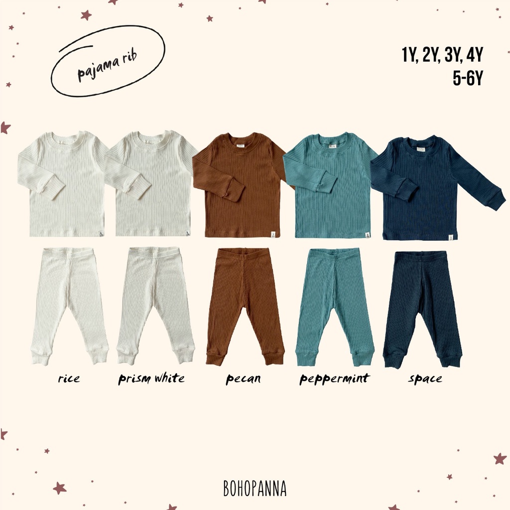 BOHOPANNA PAJAMA REEB PAJAMA PANJANG BAJU PANJANG CELANA PANJANG SETELAN ANAK BOHO BABY 1  - 6 TAHUN