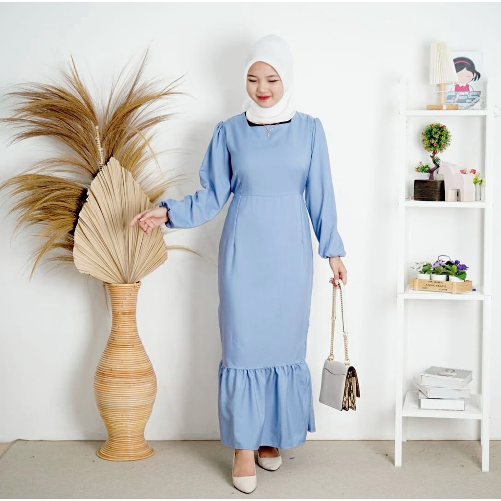 Tq88indonesia Fashion Dress panjang Polos Kekinian  / KELLIE SHAKILA DRESS DUYUNG / Ootd / Outfit / Ootd Kasual