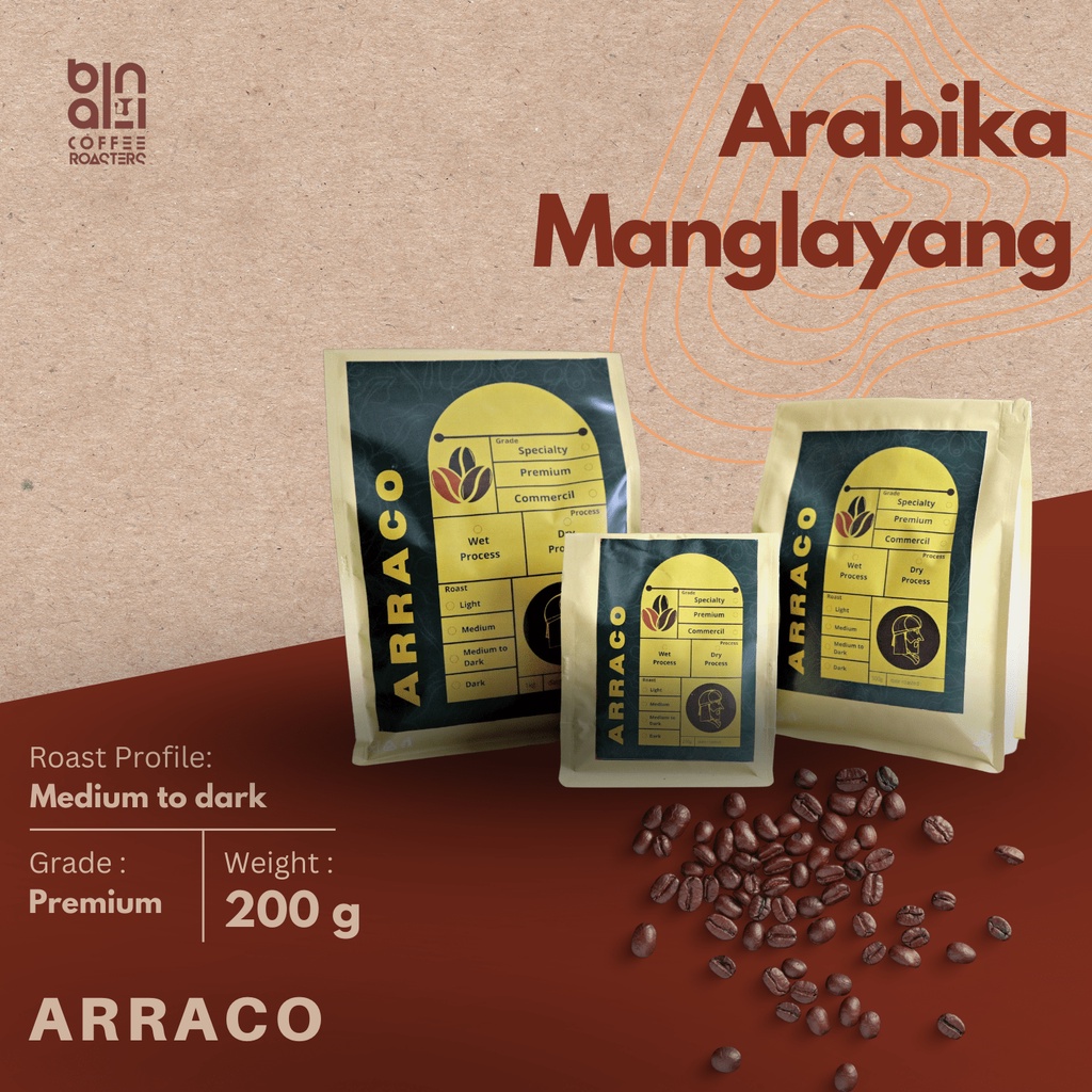 

ARRACO KOPI - Kopi Arabika Manglayang 200 GR Biji / Bubuk | Full Washed - Medium to Dark Roasted