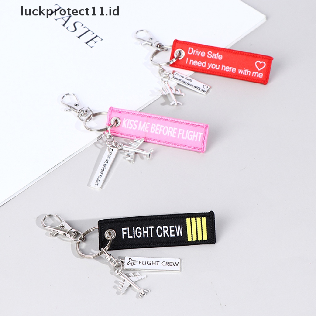 /Fashion Hot//// flight Keychain Set kiss before flight crew drive safe Pesawat Ukir Logam.