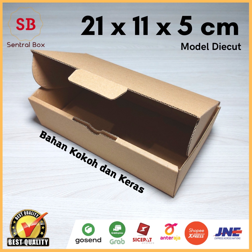 

( Min.order 5 pcs ) Kardus 21 x 11 x5 cm.......... Die Cut ( untuk pembelian di atas 10 pcs harga lebih murah )