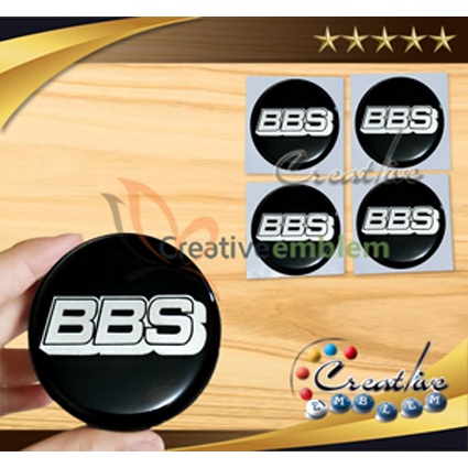 New Sticker Timbul Tutup Dop Velg BBS Black Chrome 4 Pcs Original