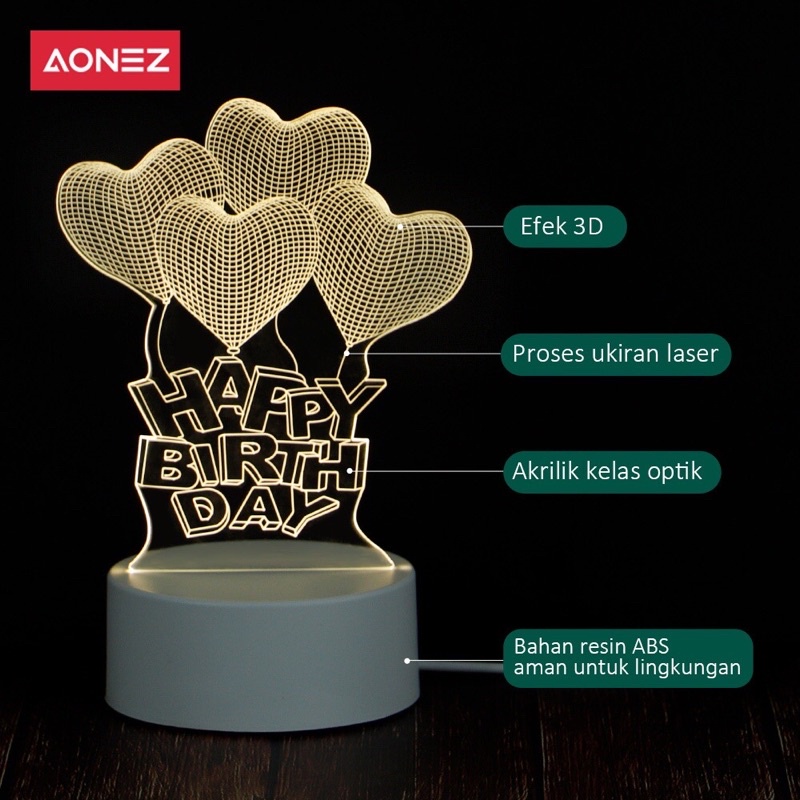 LAMPU TIDUR AESHTHETIC ~ LAMPU HIASA KAMAR LED 3D Acrilik