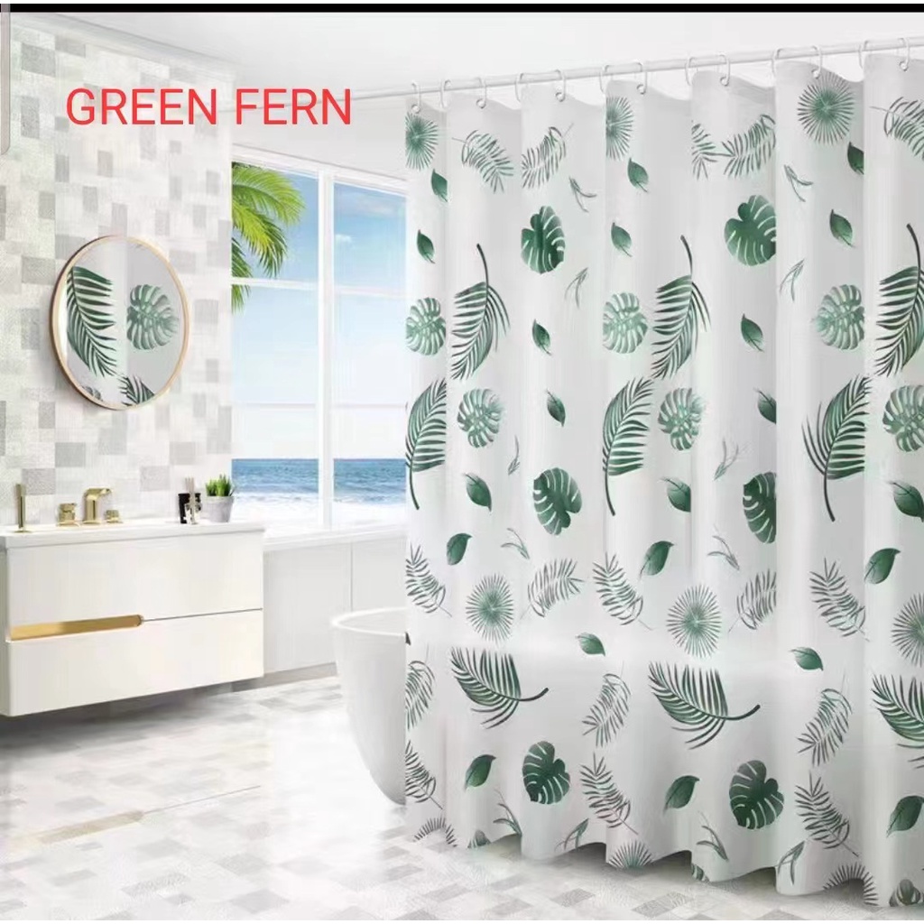 Tirai Kamar Mandi / Tirai Anti Air Bahan PEVA Lengkap Dengan Pengait / Bathroom Shower Curtain