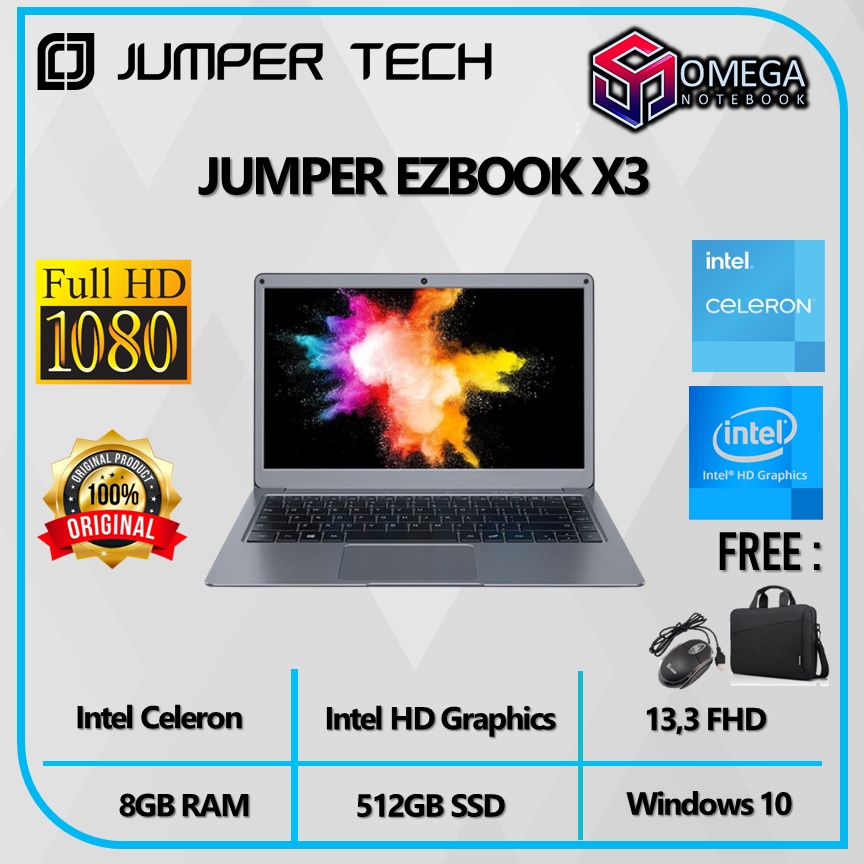 Laptop JUMPER EZBOOK X3 Celeron 8GB 512GB Intel HD Graphics 13,3 FHD Windows 10