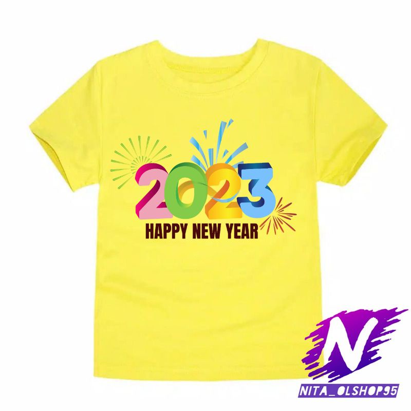 baju happy new year 2023 kaos anak tahun baru