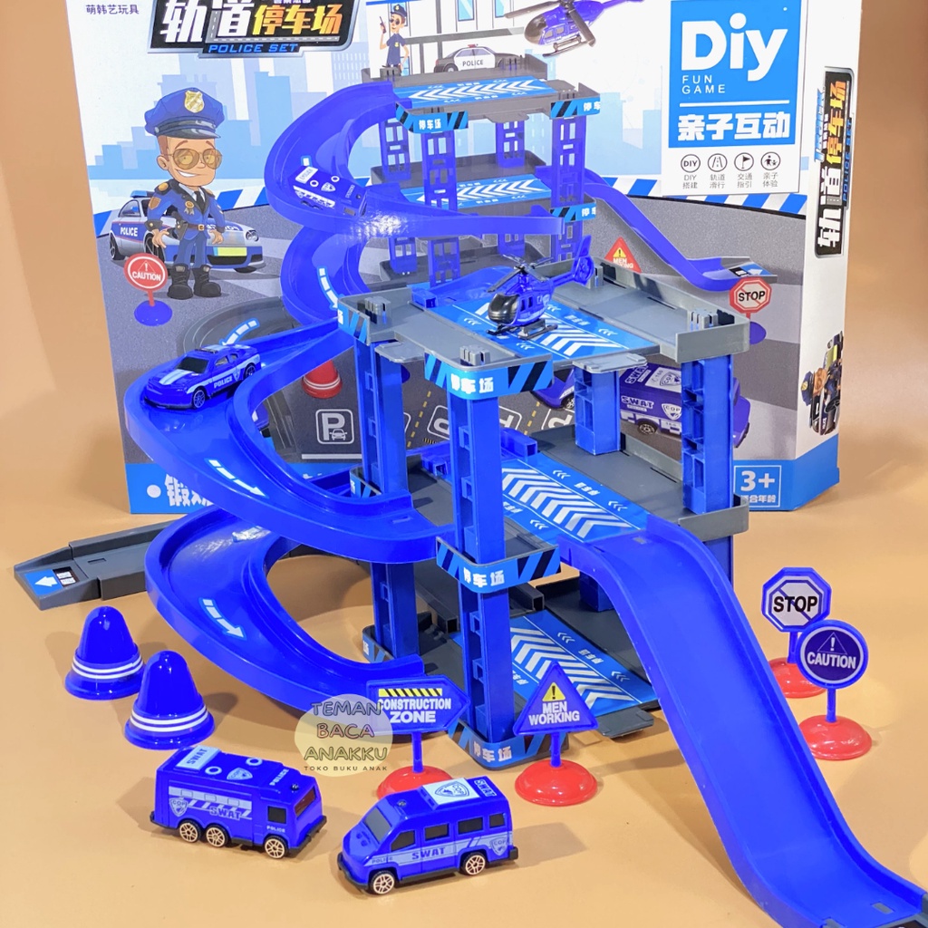 Mainan Anak Set DIY Rakit Lintasan Trek Mobil Polisi
