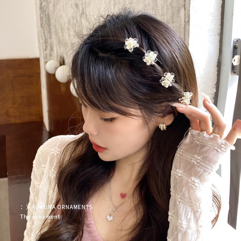 Vintage Poni Sisi Jepit Rambut Gadis Elegan Hair Claw Hiasan Kepala Anak Sederhana Korea INS Style Hair Pin Aksesoris Rambut Anak Bunga Kecil Hair Clip Wanita