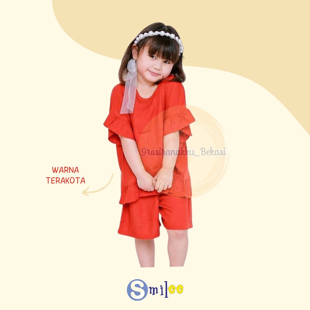 Setelan Anak Rayon Pendek Smilee Polos Freya 1-5Th
