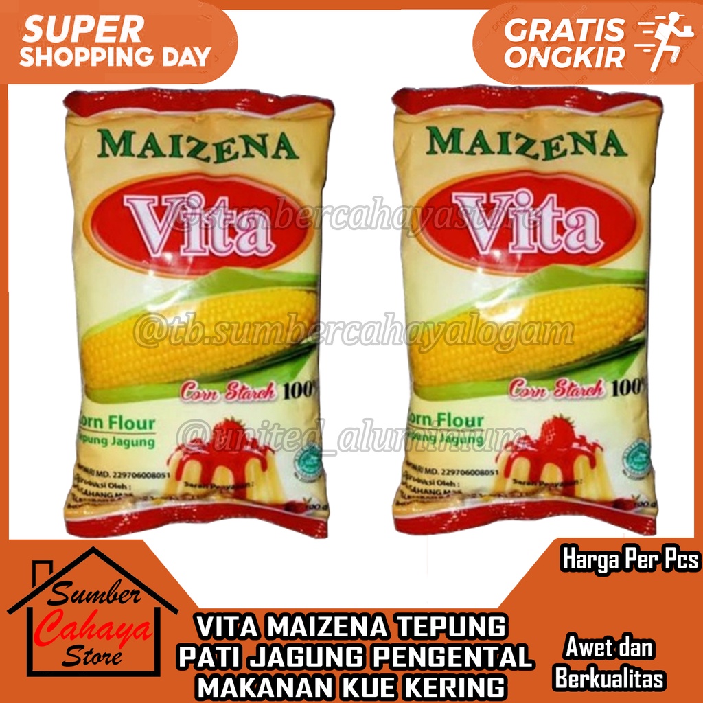 

TEPUNG MAIZENA PATI JAGUNG CORN STARCH 100 GR PENGENTAL MAKANAN KUE KERING VITA MAIJENA MAIZE MAIZENAKU BUBUK POWDER CAMPURAN BAHAN ADONAN FLOUR