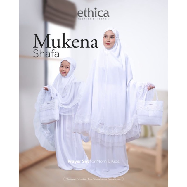 Mukena Shafa Putih by Ethica/ Mukena couple ibu dan anak/ mukena terbaru 2023