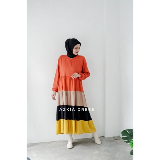 Azkia Dress Bahan Rayon Premium Kahatex