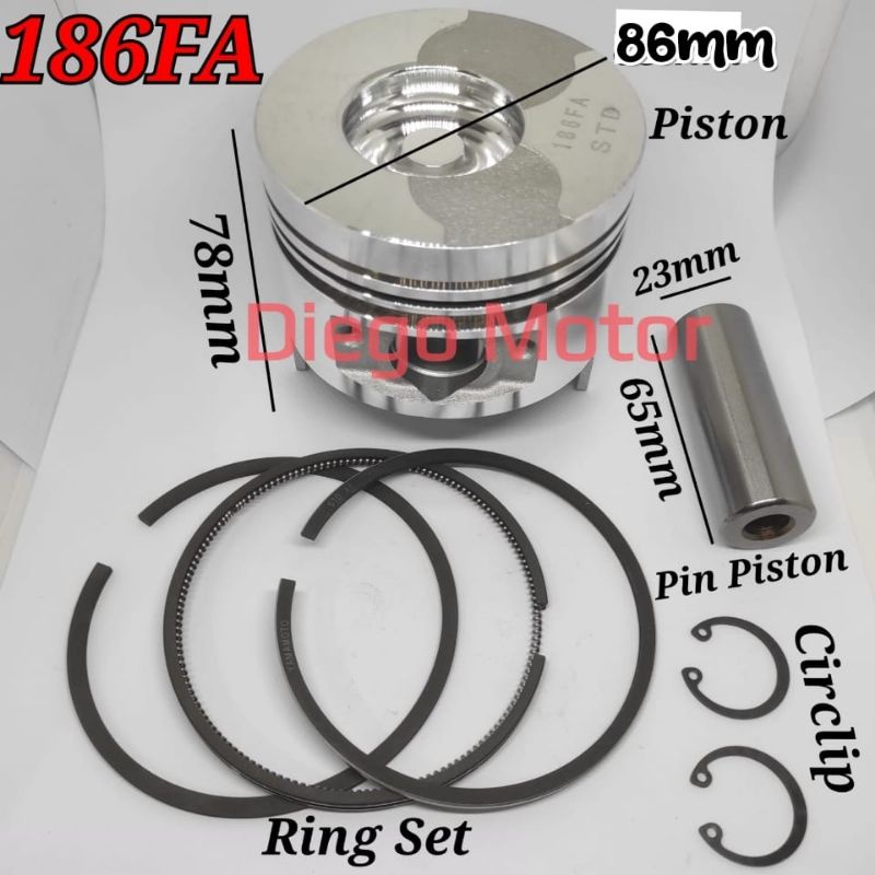 186FA Piston Seher Komplit Mesin Genset Kipor Solar Silent Kama Krisbow KDE6500 8000watt