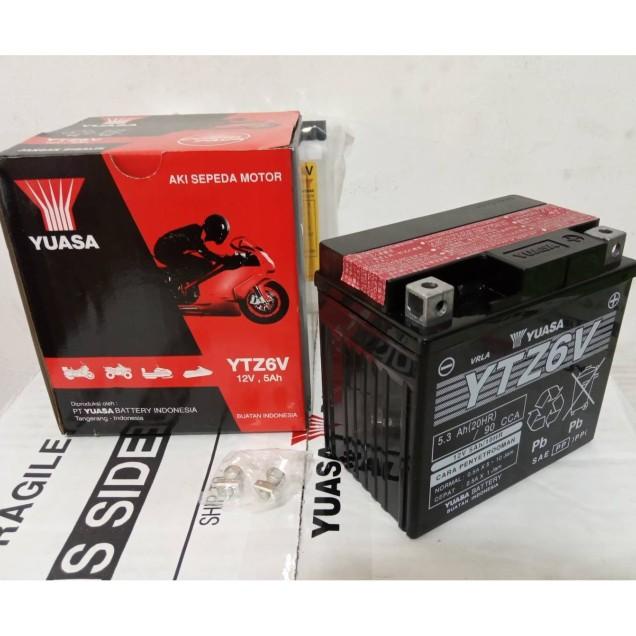 Jual AKI MOTOR HONDA VARIO 125,150, CB 150 R YTZ6V YUASA AKI KERING 5AH
