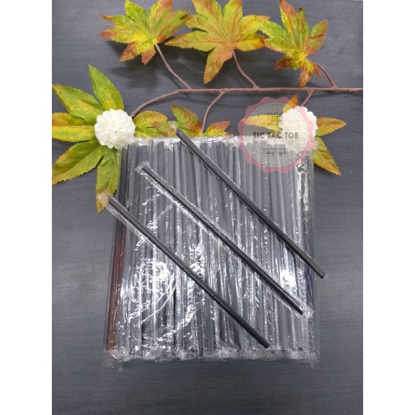 Sedotan Hitam Bubble Steril 6mm / Sedotan Bubble isi 300pcs