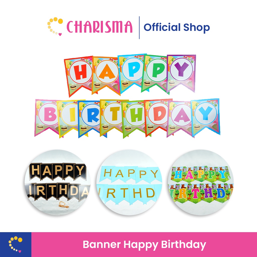 Charisma Banner Happy Birhtday - Bunting Flag Birhtday Dekorasi pesta