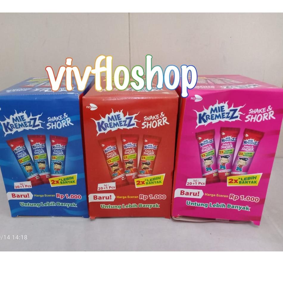 

[PRODUK QSEB9] Mie Kremezz Shake & Shorr (Mie Kremes / Anak Mas) Mix Kemasan Box (20 x 16 gram) GKN