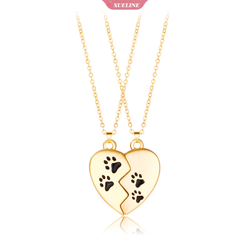 2pcs/set Berbentuk Hati puppy Cetak Pasangan Magnet Kalung Menarik Berharap Batu Perhiasan Hari Valentine anniversary Cinta Hadiah [ZXL]