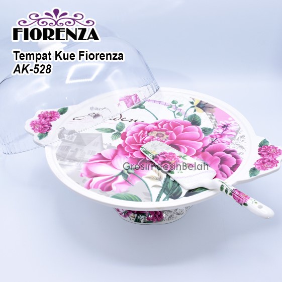 Tempat Kue Cake Plate Keramik FIORENZA dengan Sendok Keramik AK-528