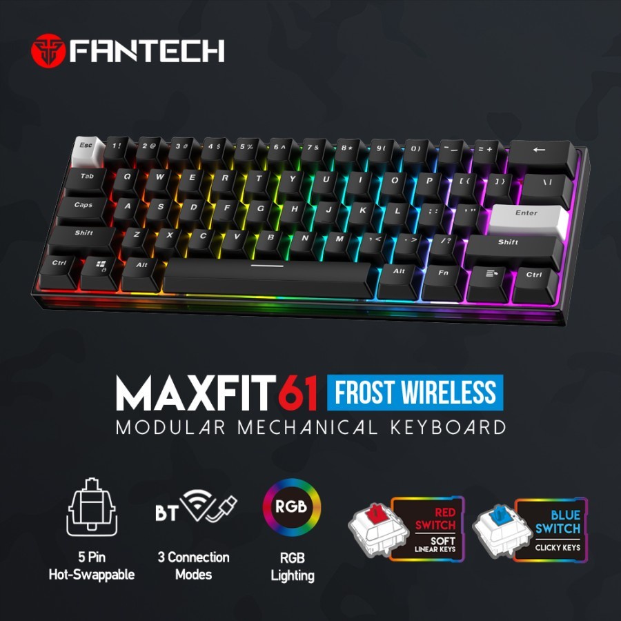 Keyboard Gaming FANTECH MAXFIT61 MK857 Frost Wireless RGB | ITECHBALI