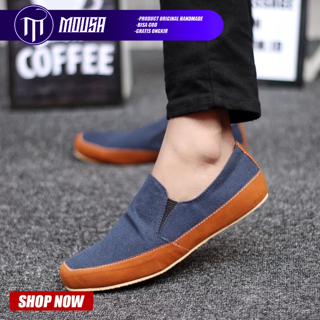 Sepatu Slip On Pria Formal Casual Kulit Suede Mousa Hansa