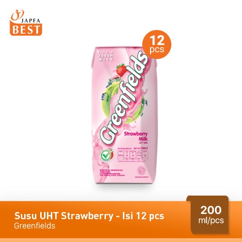 

(BISA COD) Susu UHT Strawberry Greenfields 200 ml - Isi 12 pcs