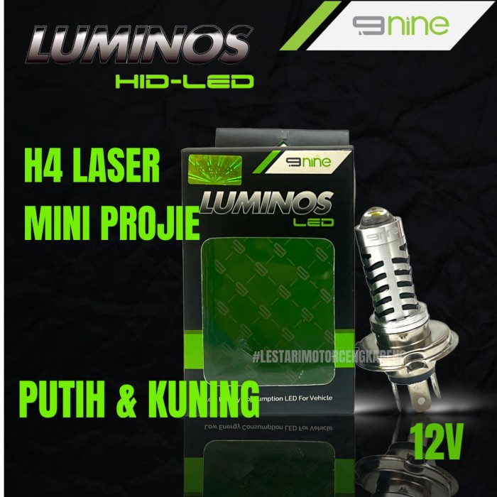 Lampu Utama Led Motor 9Nine Luminos H4 Hs1 Laser Mini Projector Ls2 #Original