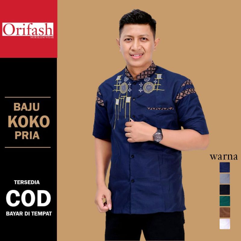 Koko pria baju muslim dewasa lengan panjang koko busana muslim bahan katun halus