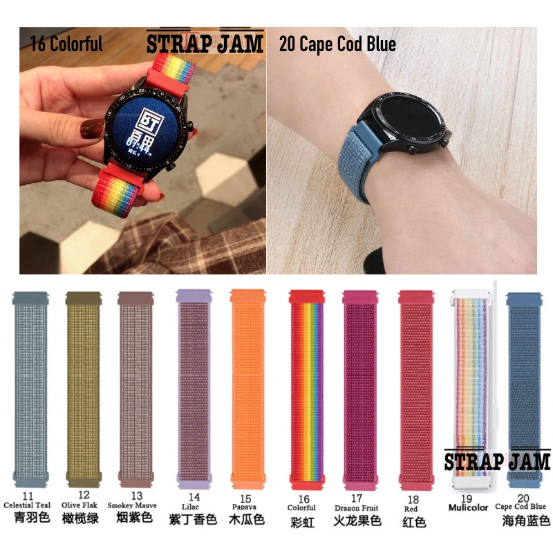 Tali Jam Kompatibel Kieslect Lora Lady 20mm - Strap Sport Loop Velcro Krekan