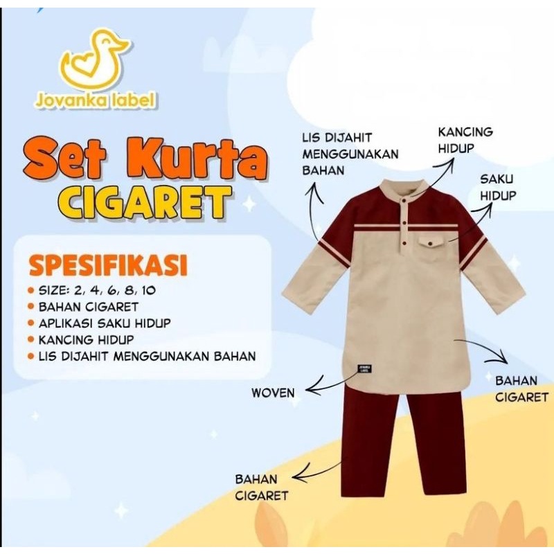 KOKO KEMKO SET KURTA CIGARET  2/4/6/8/10 TAHUN JOVANKA LABEL