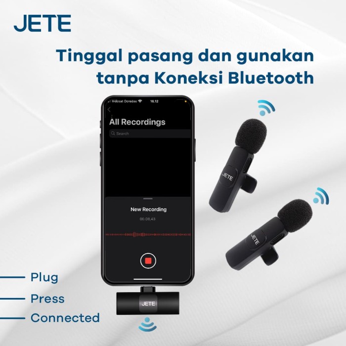 JETE CO1 2in1 Wireless Microphone Clip On - Garansi Resmi 2 Tahun