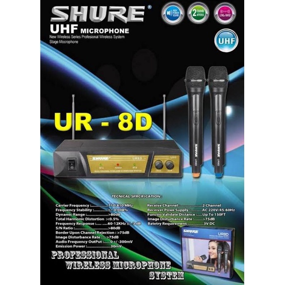 mic wireless shure UR8D