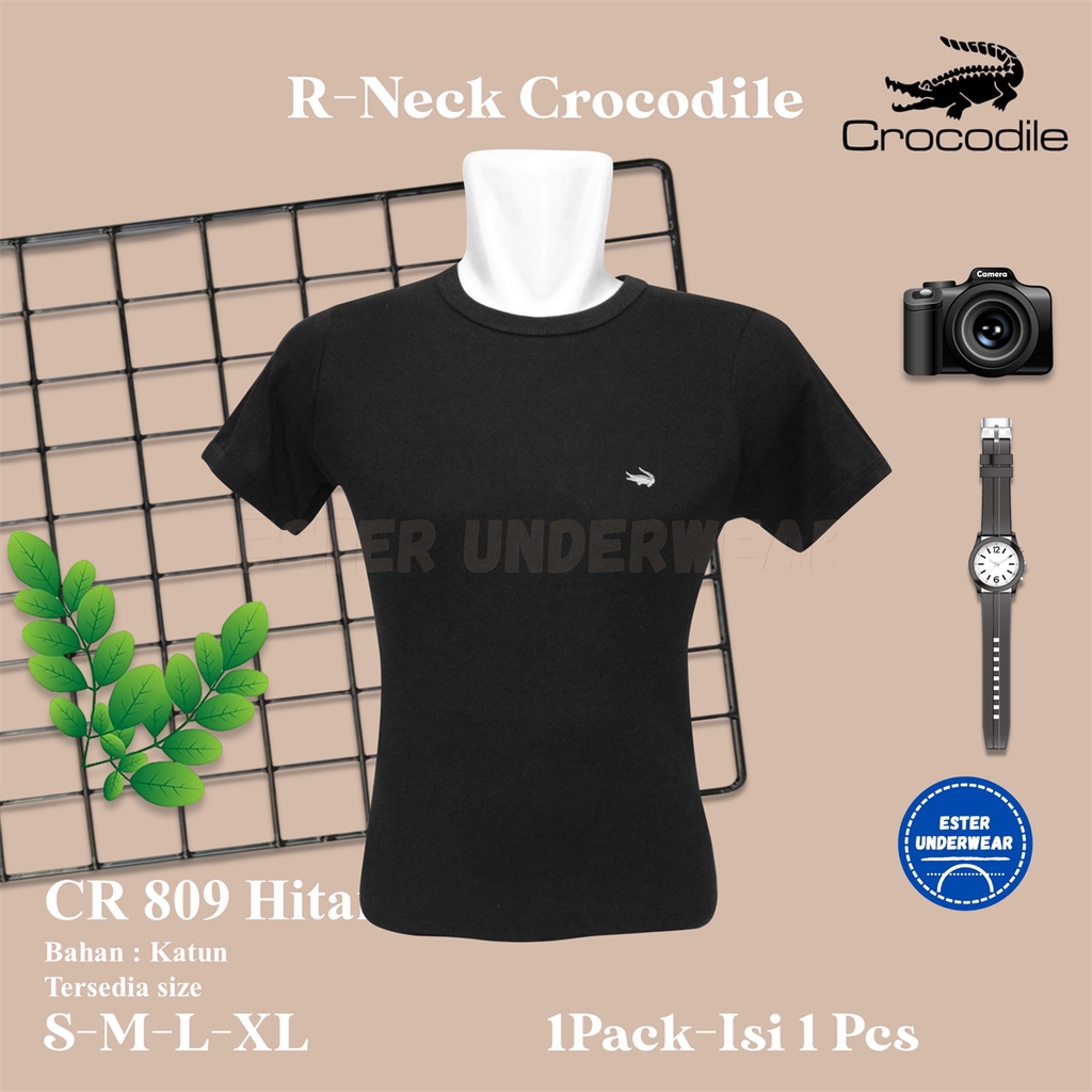 Kaos Oblong Pria CROCODILE CR 809 Hitam Isi 1 Pcs