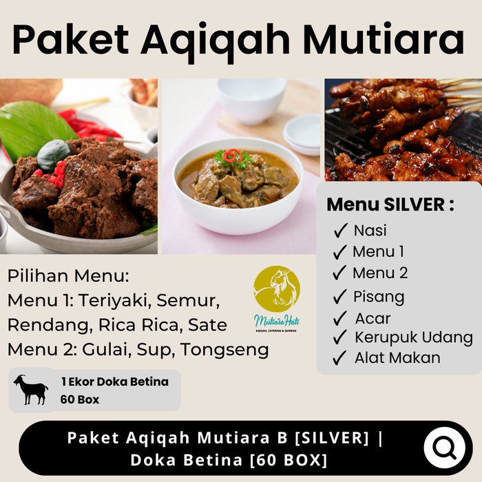 

Paket Aqiqah Murah Mutiara B [SILVER] | Doka Betina [60 BOX]